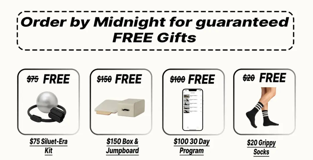 Promotional graphic with free gift options and their values on a white background.